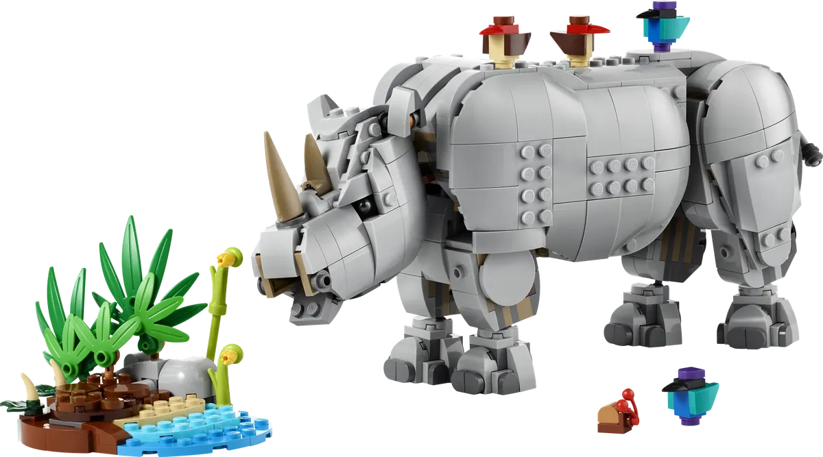 LEGO Creator 3-in-1 Vilde dyr: Majestætisk næsehorn med fugle 31171