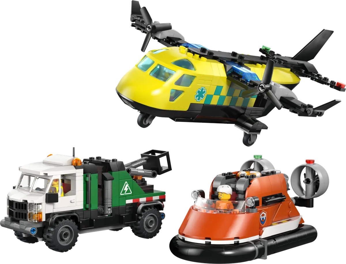 LEGO City Remix - Fly, servicevogn og luftpudebåd 60505