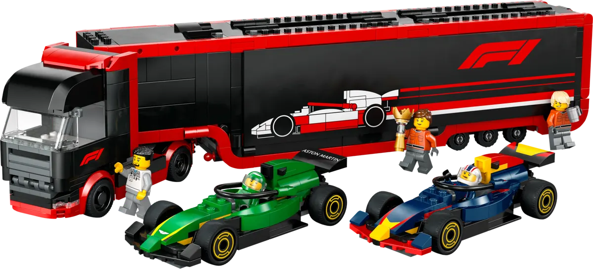 LEGO City F1-lastbil med RB20 og AMR24 F1-biler 60445