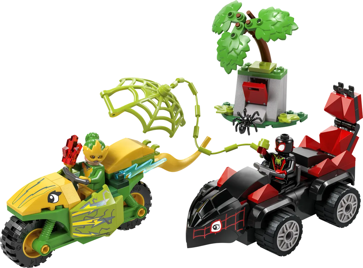 LEGO Marvel Spin og Electros jagt i dinosaurkøretøjer 11198